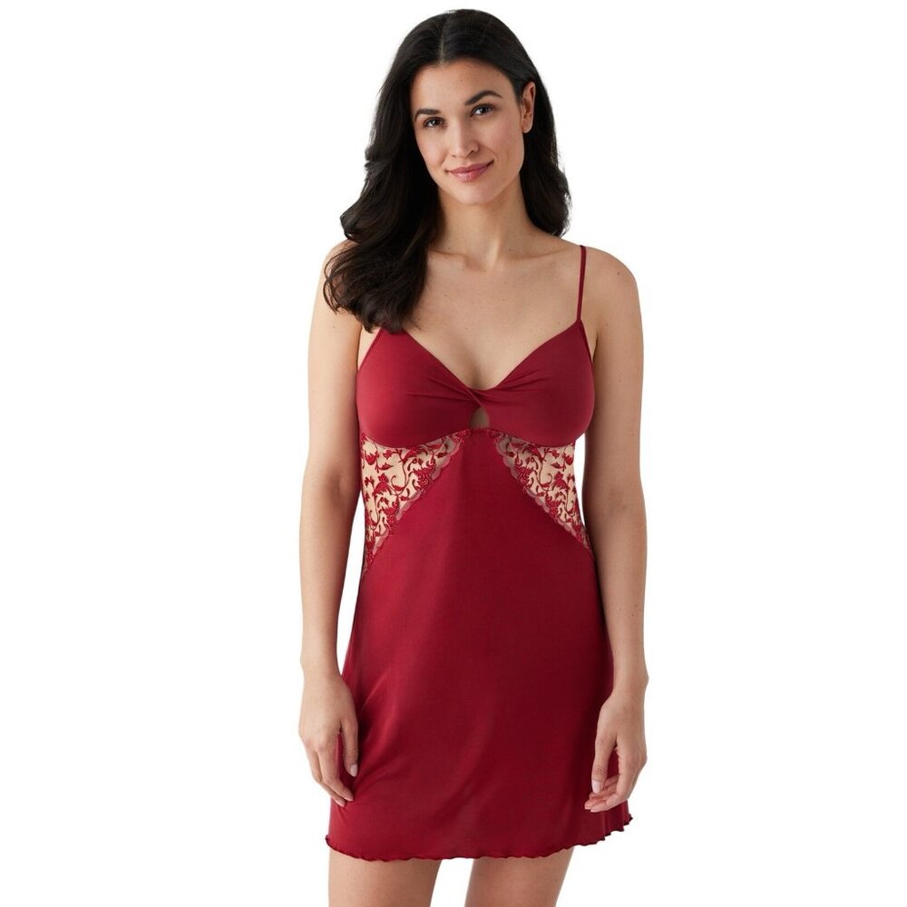 NWT WACOAL Womens S Red Dramatic Interlude Chemise Cutout Lace